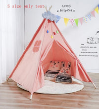 Load image into Gallery viewer, Nordic Style Wooden Support Canvas Tent Children Baby Play House Tent Light Roof Tipi Princess Room Indian Teepee Tent Kids Gift