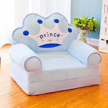Load image into Gallery viewer, Only Cover NO Filling Cartoon Crown Seat Puff Skin Cover for Toddler Children Sofa Folding Baby Kids Best Gifts