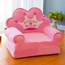 Load image into Gallery viewer, Only Cover NO Filling Cartoon Crown Seat Puff Skin Cover for Toddler Children Sofa Folding Baby Kids Best Gifts