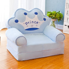 Load image into Gallery viewer, Only Cover NO Filling Cartoon Crown Seat Puff Skin Cover for Toddler Children Sofa Folding Baby Kids Best Gifts