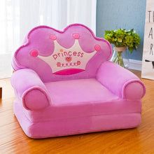 Load image into Gallery viewer, Only Cover NO Filling Cartoon Crown Seat Puff Skin Cover for Toddler Children Sofa Folding Baby Kids Best Gifts