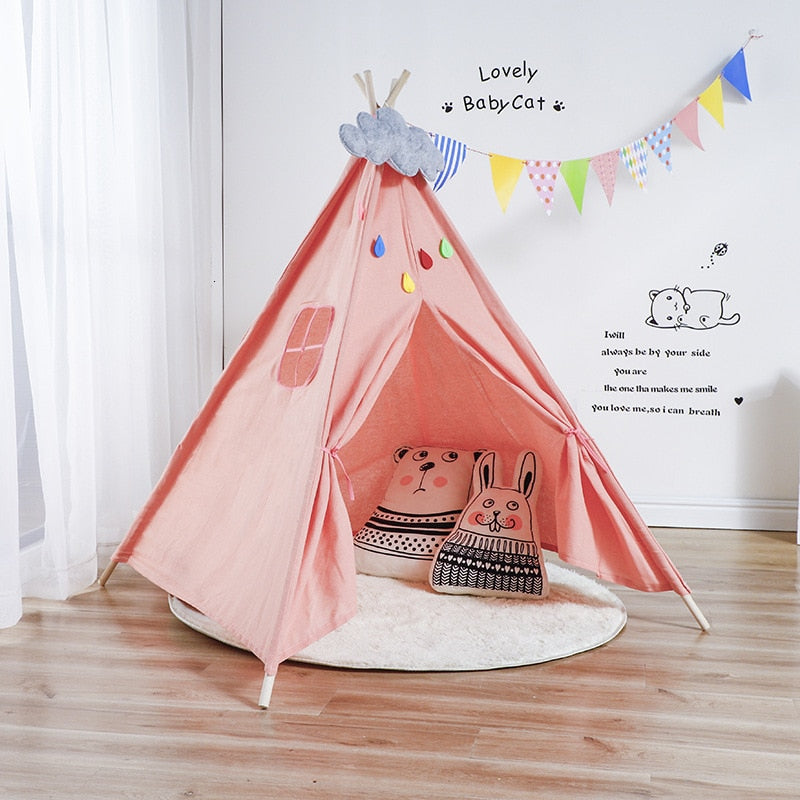 nordic tent shop Nordic Style Wooden Support Canvas Tent Children Baby Play House Tent – Fattery