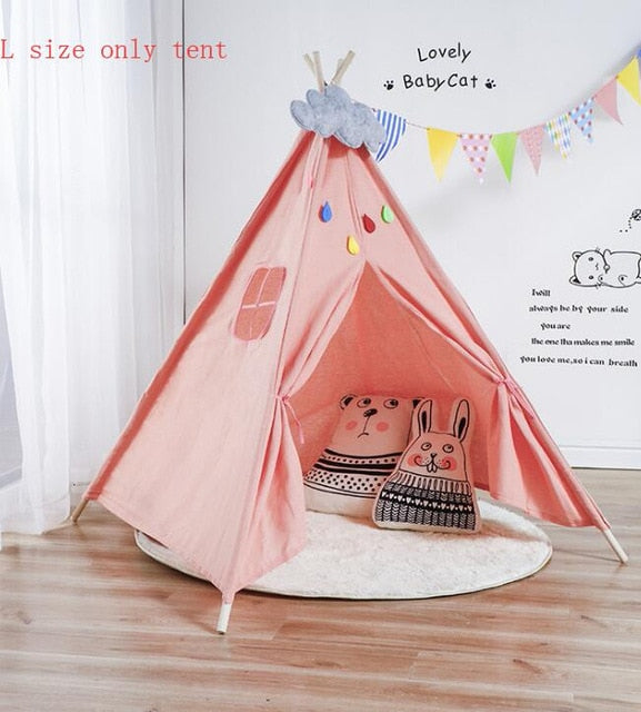 indian play tent Nordic Style Wooden Support Canvas Tent Children Baby Play House Tent – Fattery
